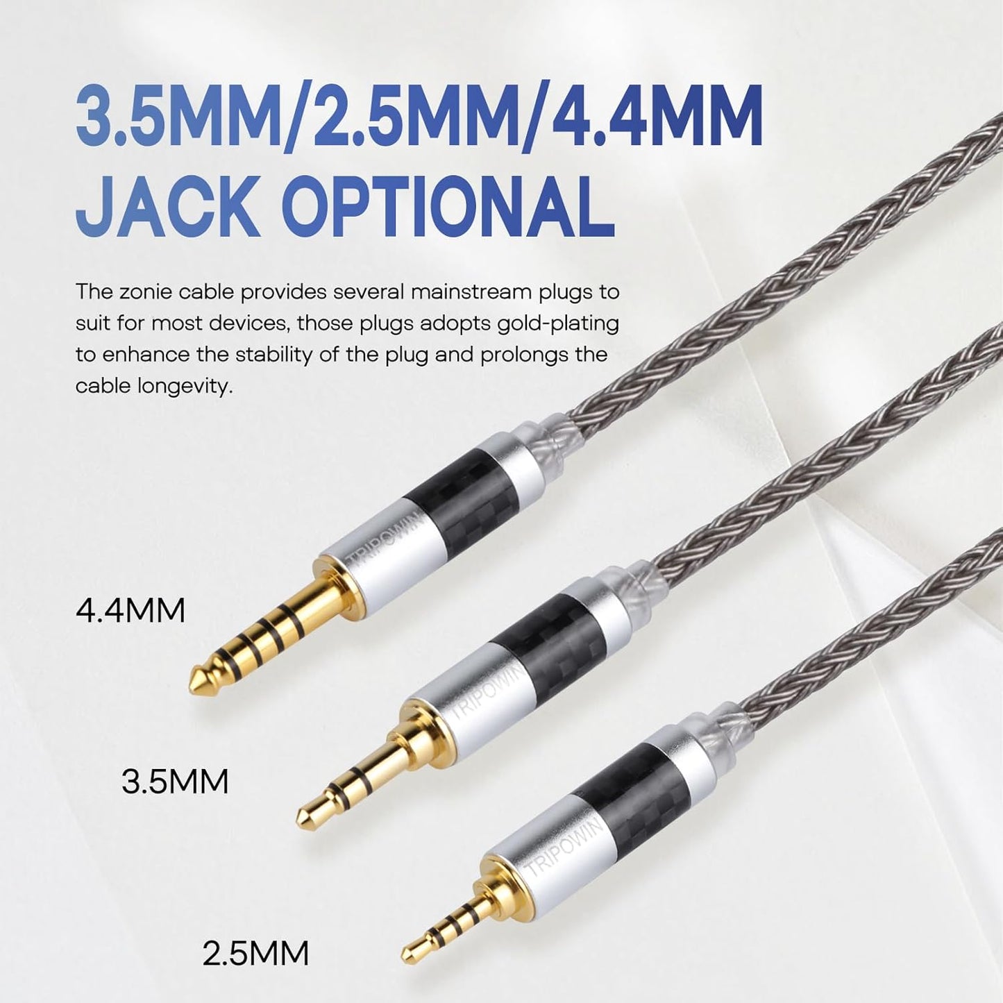 Zonie 16 Core Silver Plated Cable SPC Earphone Cable for KZ ZSX, ZSN Pro, ZS10 Pro Nf2U, QDC Iems(Qdc-2.5Mm, Grey)