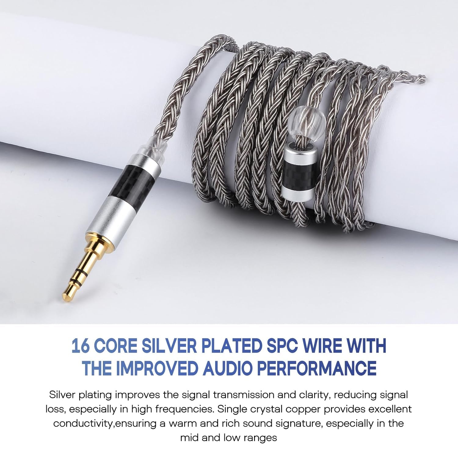 Zonie 16 Core Silver Plated Cable SPC Earphone Cable for KZ ZSX, ZSN Pro, ZS10 Pro Nf2U, QDC Iems(Qdc-2.5Mm, Grey)